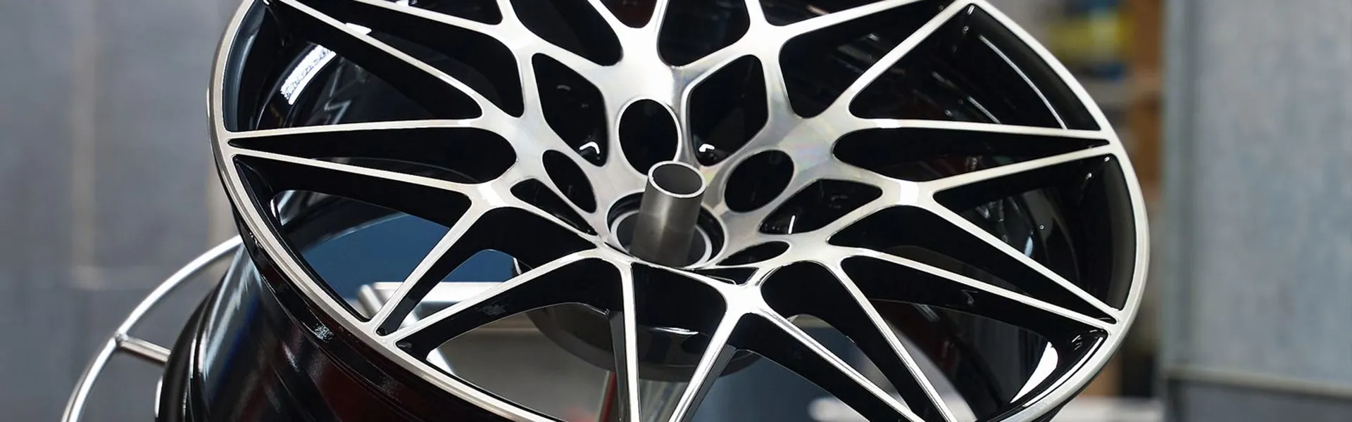 Alloy wheel being cleaned